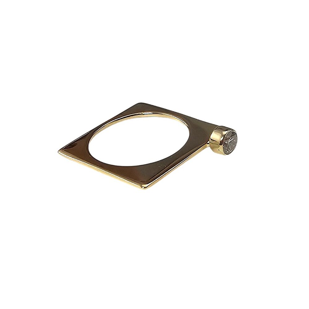 14K Yellow Gold and Diamond Square Ring Size 6.25-6.5 #23838 - Picture 3 of 7